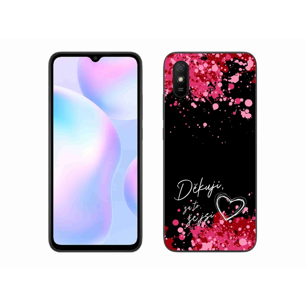 Gélový kryt mmCase na Xiaomi Redmi 9A - zamilovaný text 2 čierne pozadie