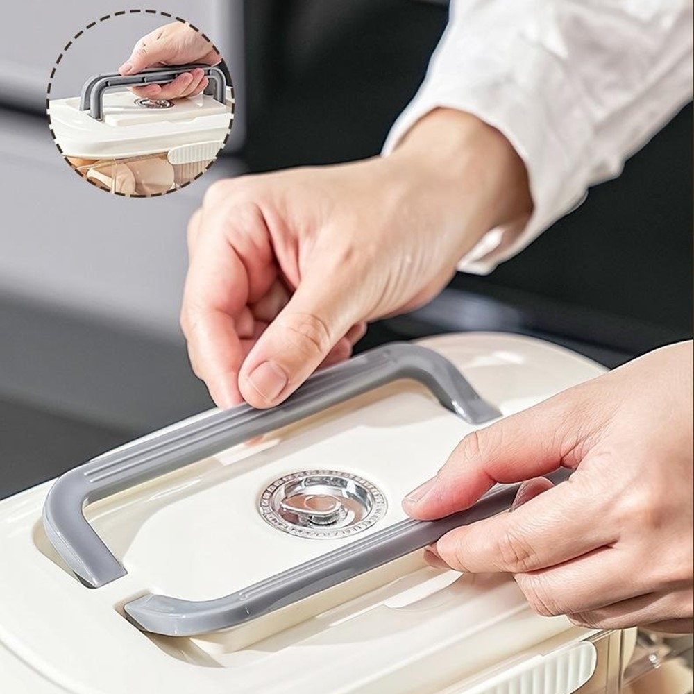 Priehľadný zásobník na vajcia do chladničky so stohovateľným dizajnom a madlom