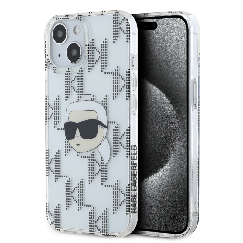 Karl Lagerfeld IML Electroplated Karl Head Zadný Kryt pre iPhone 15 Transparent