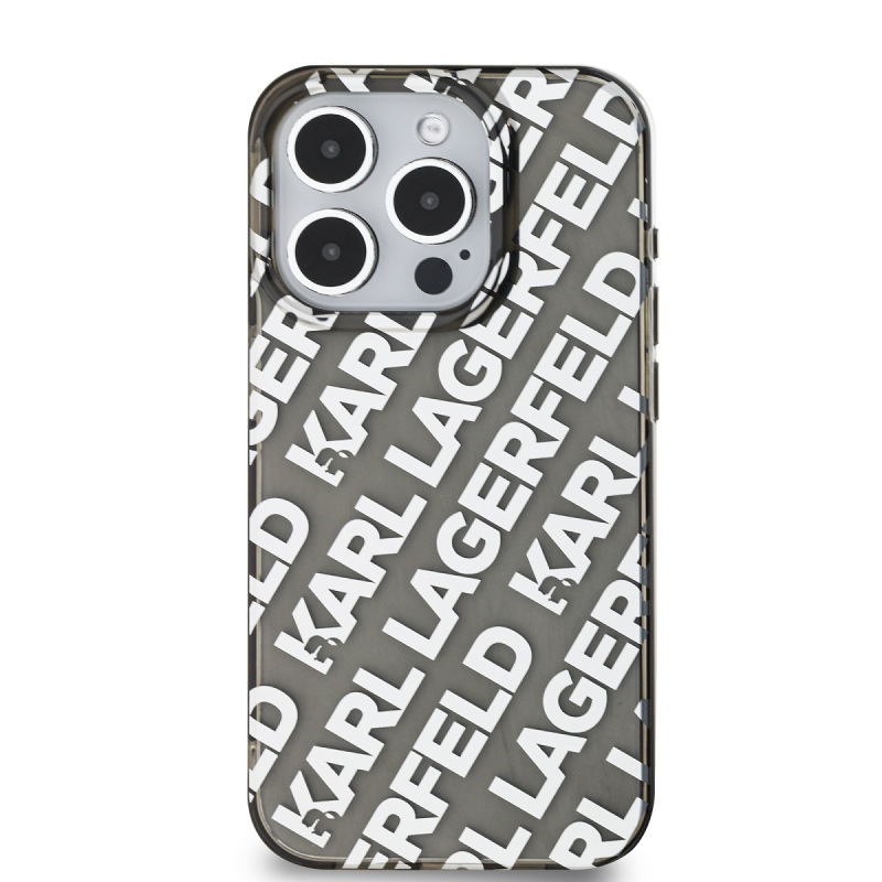 Karl Lagerfeld IML Electroplated Repeated Logo Zadný Kryt pre iPhone 15 Pro Silver