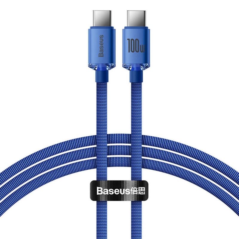 Baseus CAJY000603 Crystal Shine Series Dátový Kábel USB-C - USB-C 100W 1,2m Blue