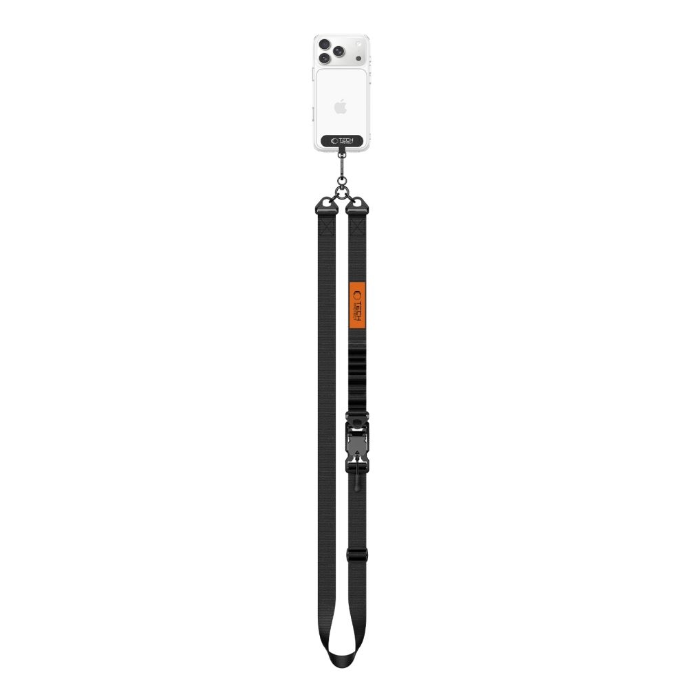Tech-Protect C9S Rope Crossbody popruh na telefón - čierny/oranžový