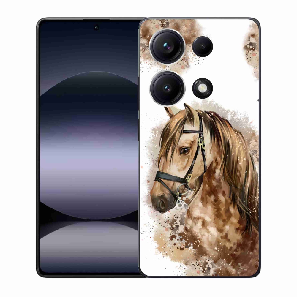 Gélový kryt mmCase na Xiaomi Redmi Note 14S - hnedý kreslený kôň