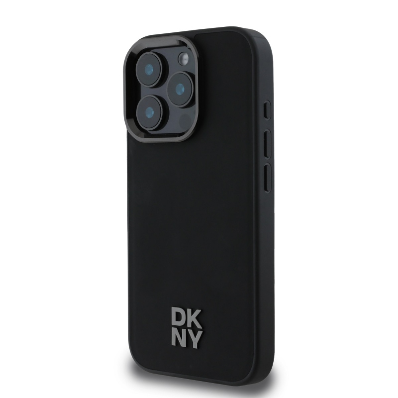 DKNY PU Leather Stack Logo Magsafe Zadný Kryt pre iPhone 16 Pro Black