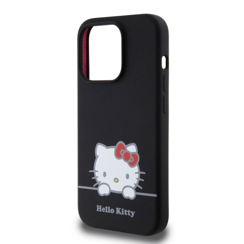 Hello Kitty Liquid Silicone Daydreaming Logo Zadný Kryt pre iPhone 15 Pro Black