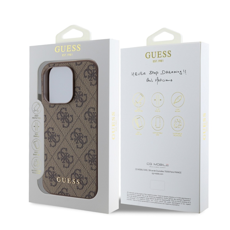 Guess 4G Charm Zadný Kryt pre iPhone 15 Pro Tone on Tone Brown