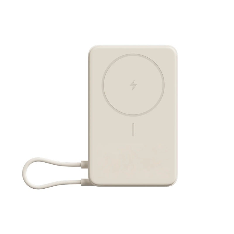 Magnetická powerbanka Xiaomi 33 W, 10 000 mAh s integrovaným káblom USB-C a stojanom, béžová