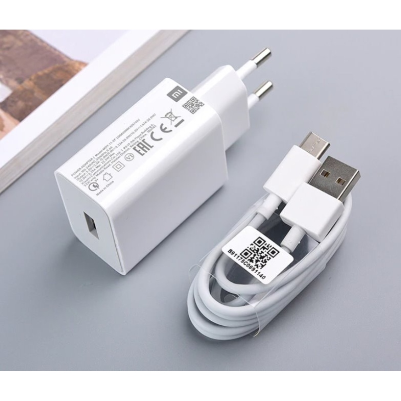 Xiaomi MDY-11-EP USB 22,5W Cestovná Nabíjačka + USB-C Dátový Kábel White (Bulk)