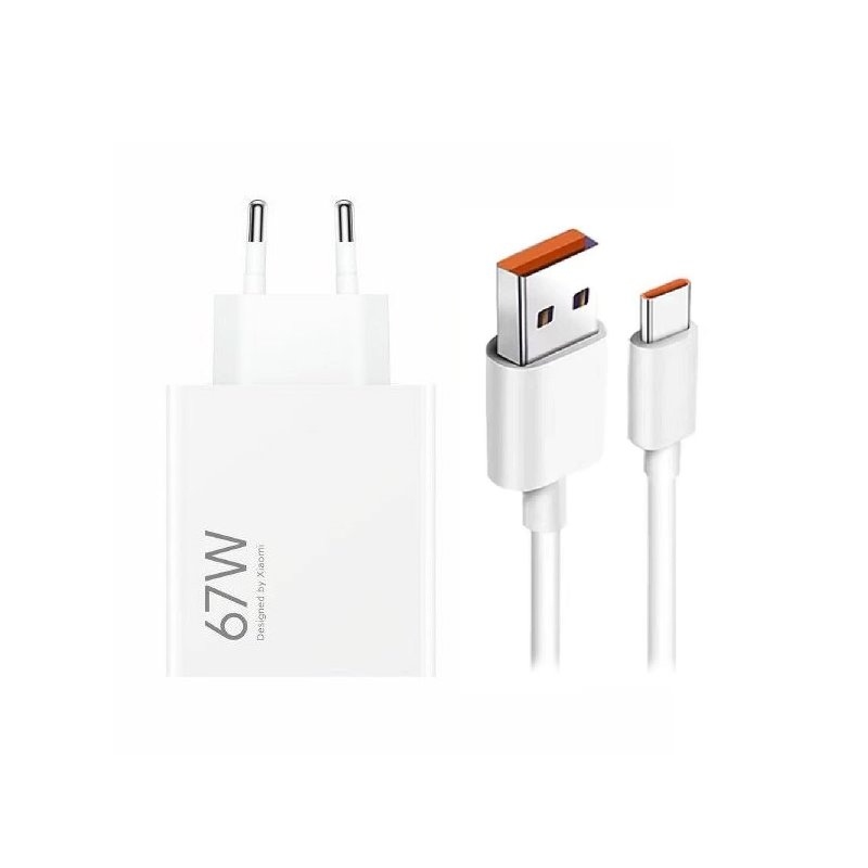 Xiaomi MDY-15-ET Cestovná nabíjačka USB-A 67W + dátový kábel USB-C 6A biely (hromadne)