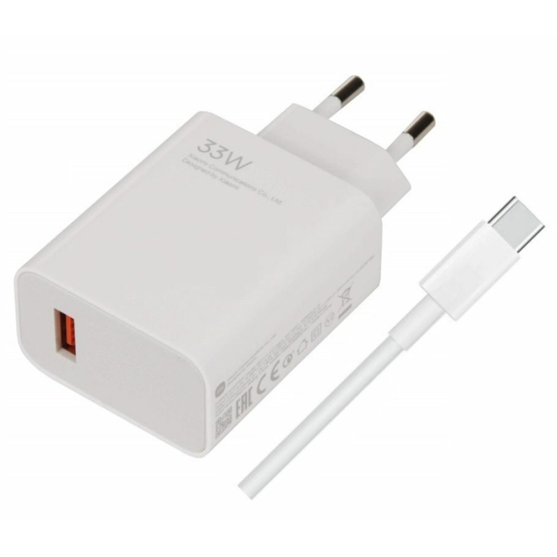 Xiaomi MDY-16-EF Cestovná nabíjačka USB-A 33W + kábel USB-C biela (hromadne)