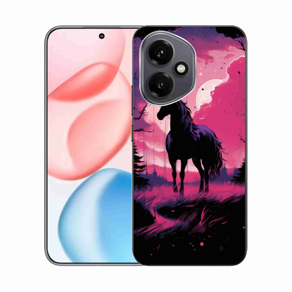 Gélový kryt mmCase na Honor 400 - čierny kreslený kôň 1