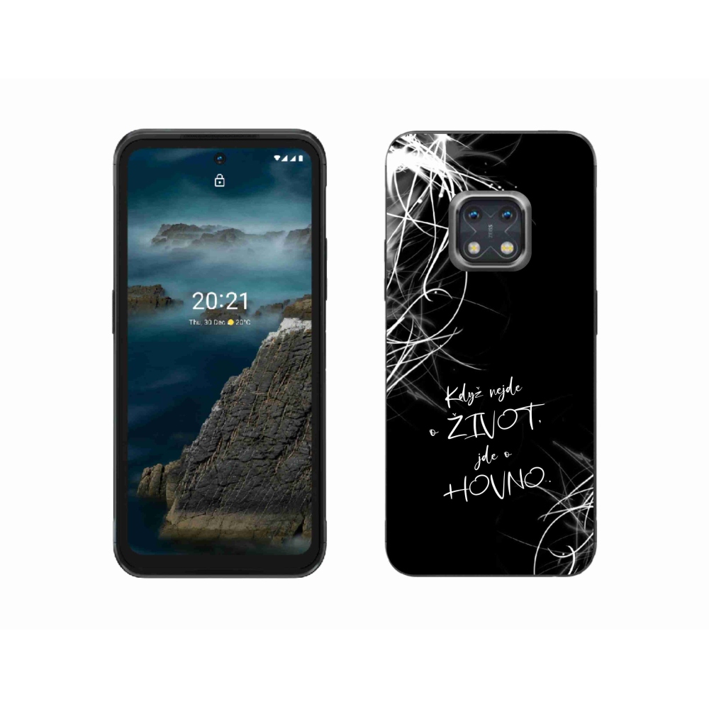 Gélový kryt mmCase na Nokia XR20 - vtipný text 16 čierne pozadie
