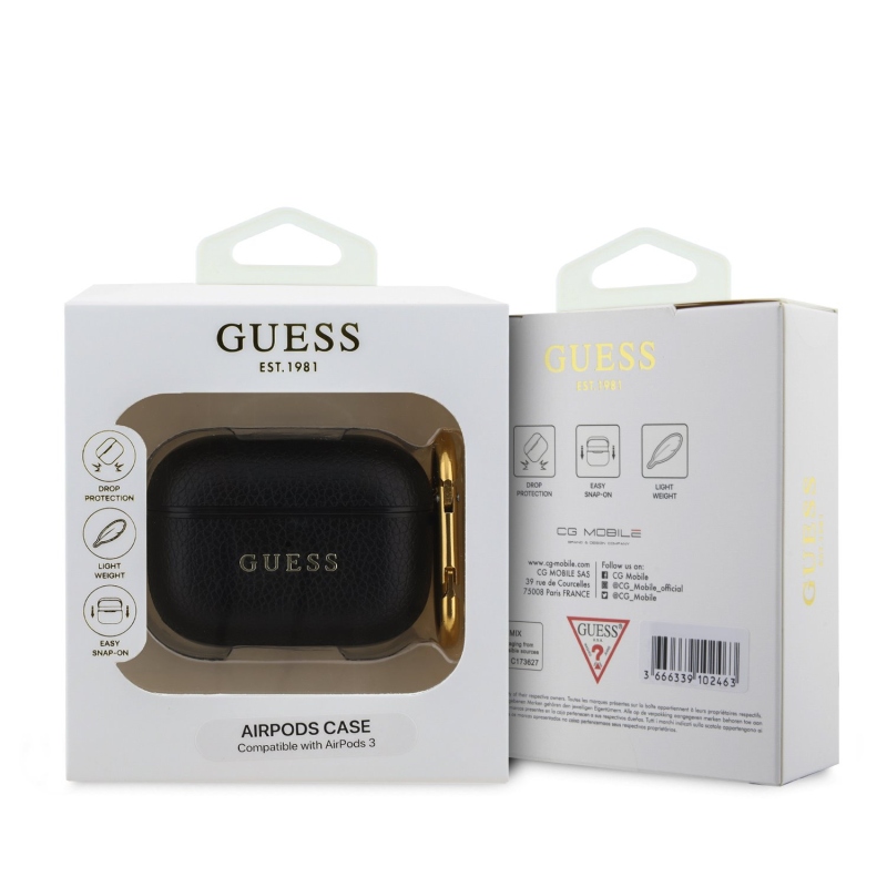 Puzdro Guess PU Grained Classic Logo pre AirPods 3 Black