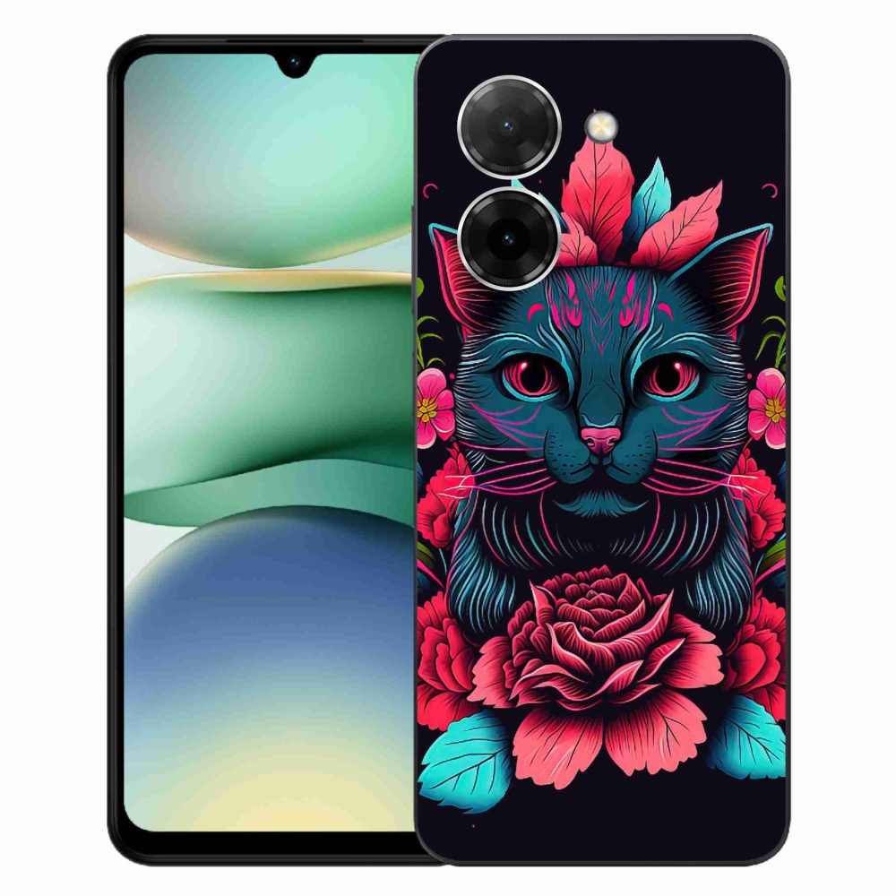 Gélový kryt mmCase na Xiaomi Redmi A5 (171.7x77.8x8.3mm) - kvety a mačka