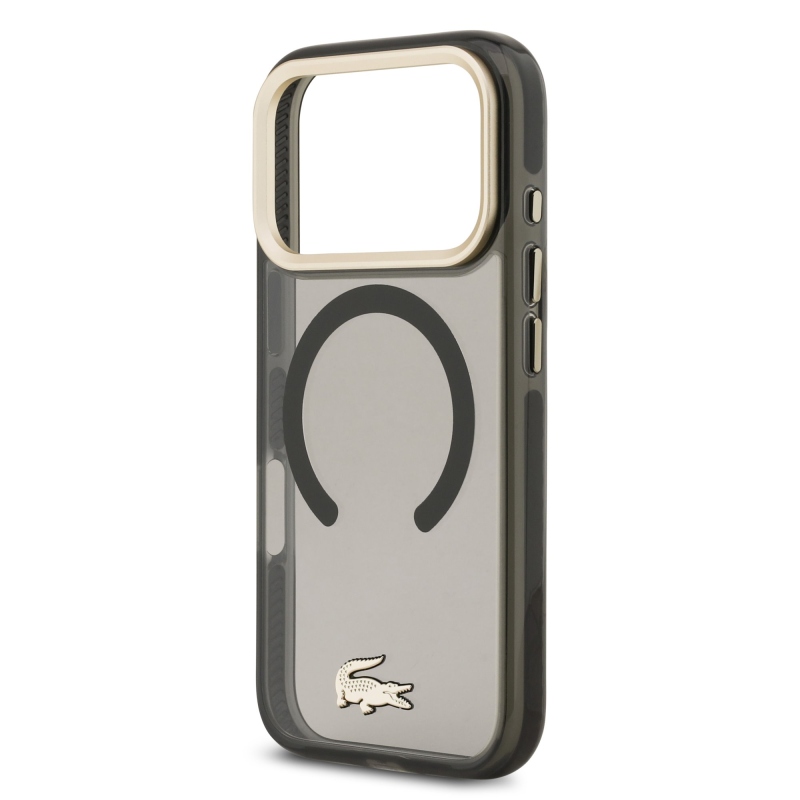 Lacoste PC/TPU matný povrch Gold Logo MagSafe zadný kryt pre iPhone 17 Pro Black