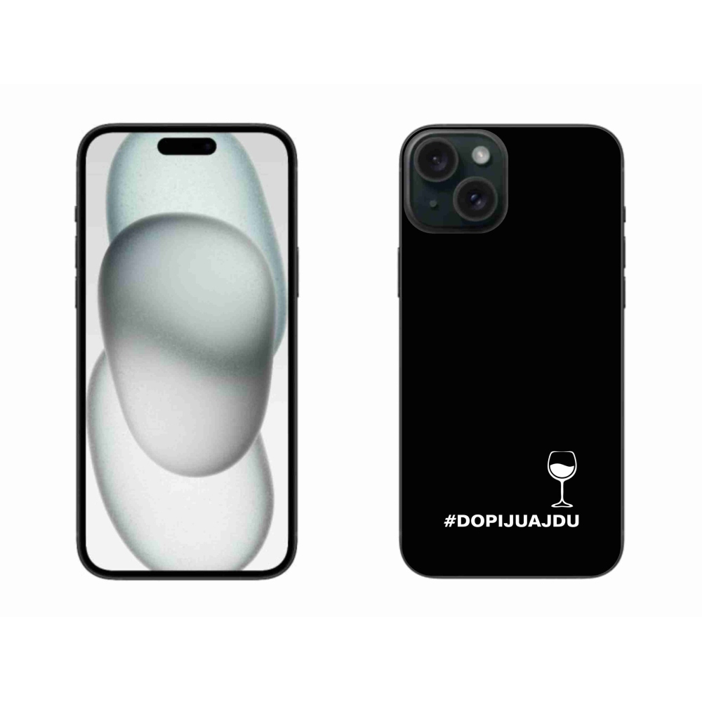 Gélový kryt mmCase na iPhone 15 Plus - vínny motív čierne pozadie