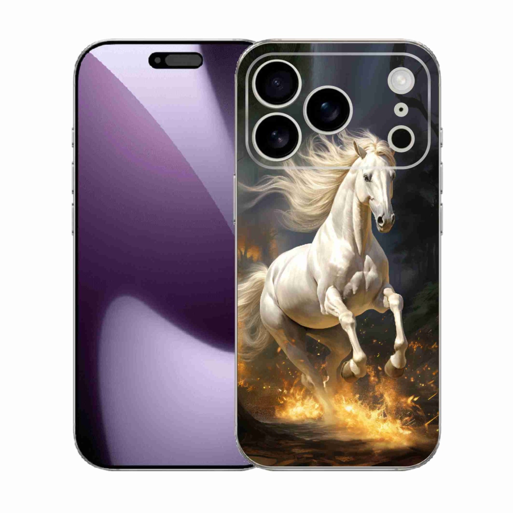 Gélový kryt mmCase na iPhone 17 Pro - biely kôň 2