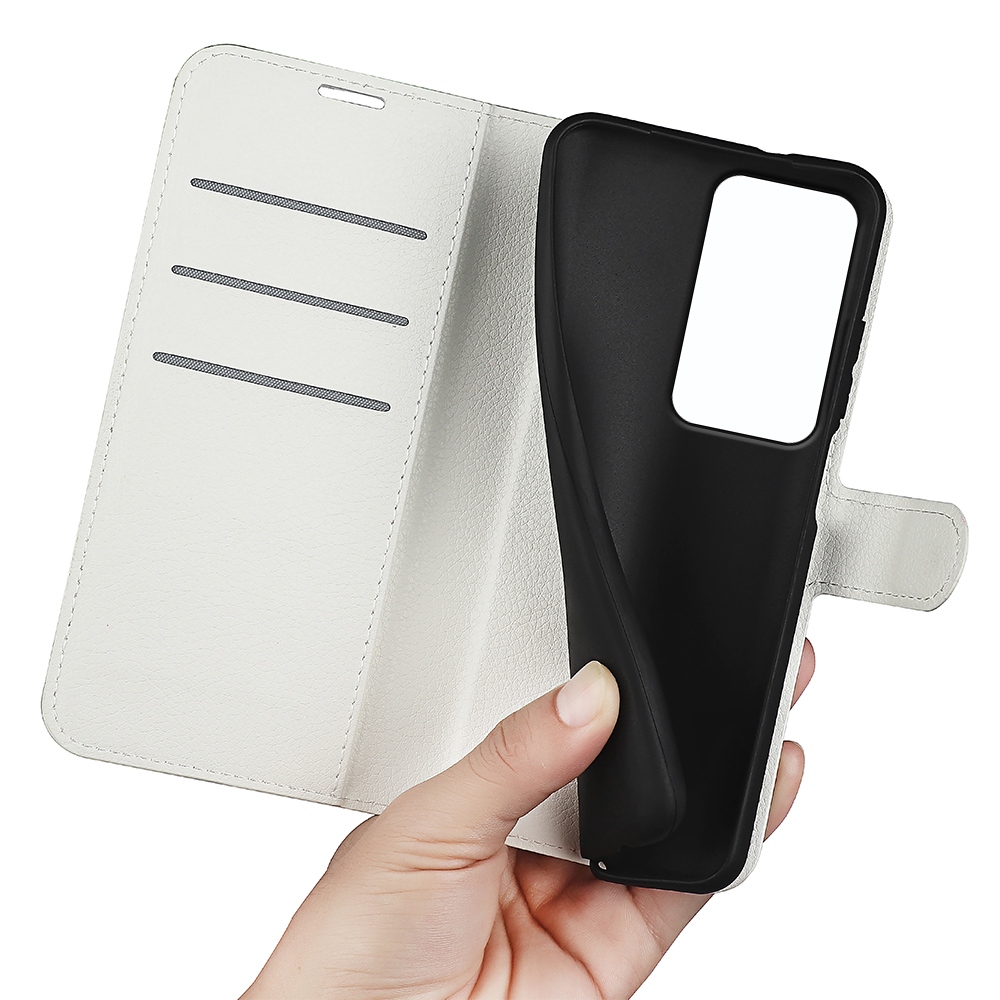 Litchi knižkové púzdro na Xiaomi Redmi 15 4G/5G (171mm) - biele