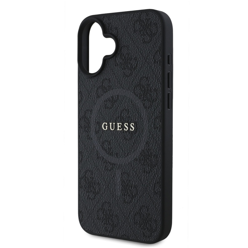 Guess PU Leather 4G Colored Ring MagSafe Zadný Kryt pre iPhone 16 Plus Black