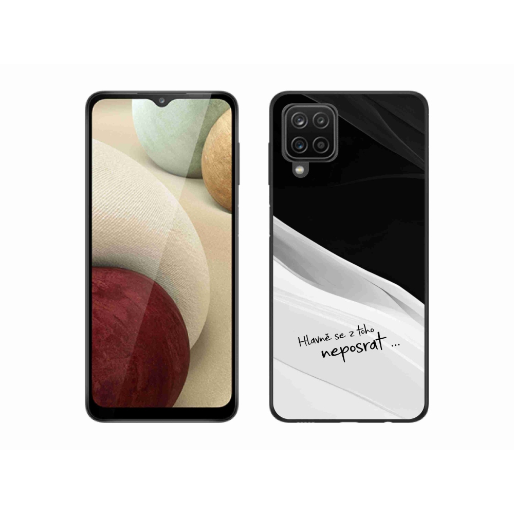 Gélový kryt mmCase na Samsung Galaxy A12 - vtipný text 13 bieločierne pozadie