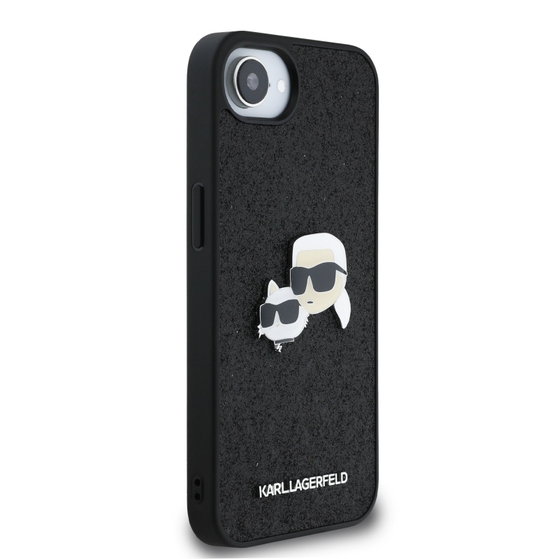 Karl Lagerfeld Fixed Glitter Metal K&CH Zadný Kryt pre iPhone 16e Black