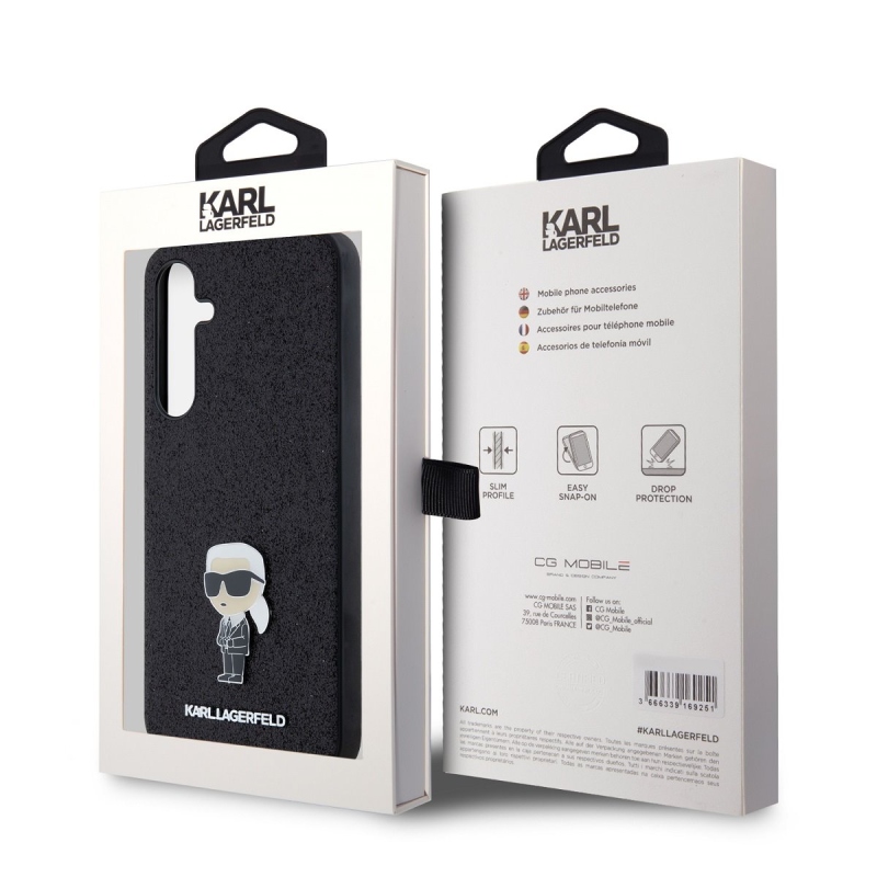 Karl Lagerfeld Fixed Glitter Metal Ikonik Zadný Kryt pre Samsung Galaxy A35 5G Black