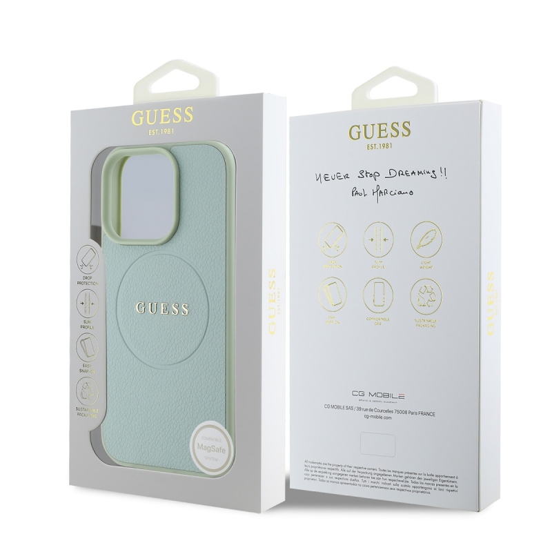 Guess PU Grained Classic Logo MagSafe Zadný Kryt pre iPhone 16 Pro Green