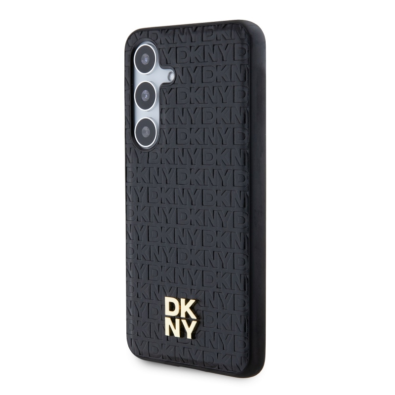 DKNY PU Leather Repeat Pattern Stack Logo Magsafe Zadný Kryt pre Samsung Galaxy S24 Black