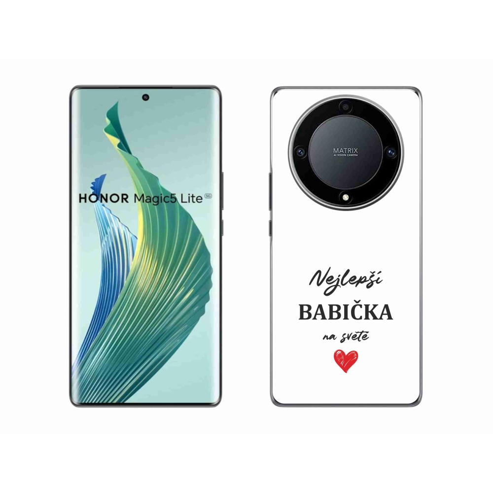 Gélový kryt mmCase na Honor Magic 5 Lite 5G - najlepšia babička 1 biele pozadie
