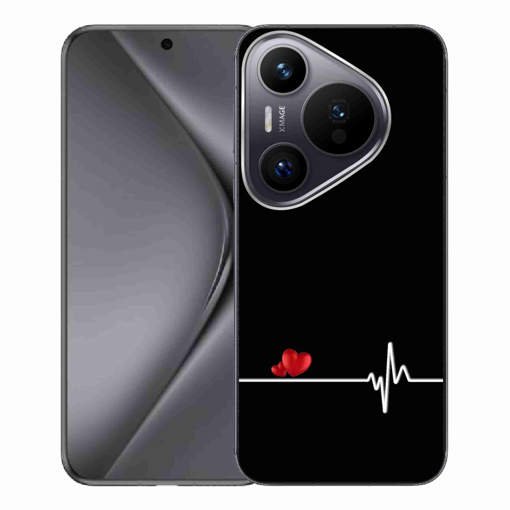 Gélový kryt mmCase na Huawei Pura 70 Pro - srdce a tep čierne pozadie