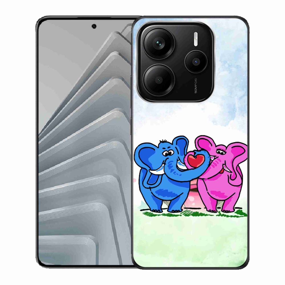 Gélový kryt mmCase na Xiaomi Redmi Note 14 5G - zamilovaní sloni