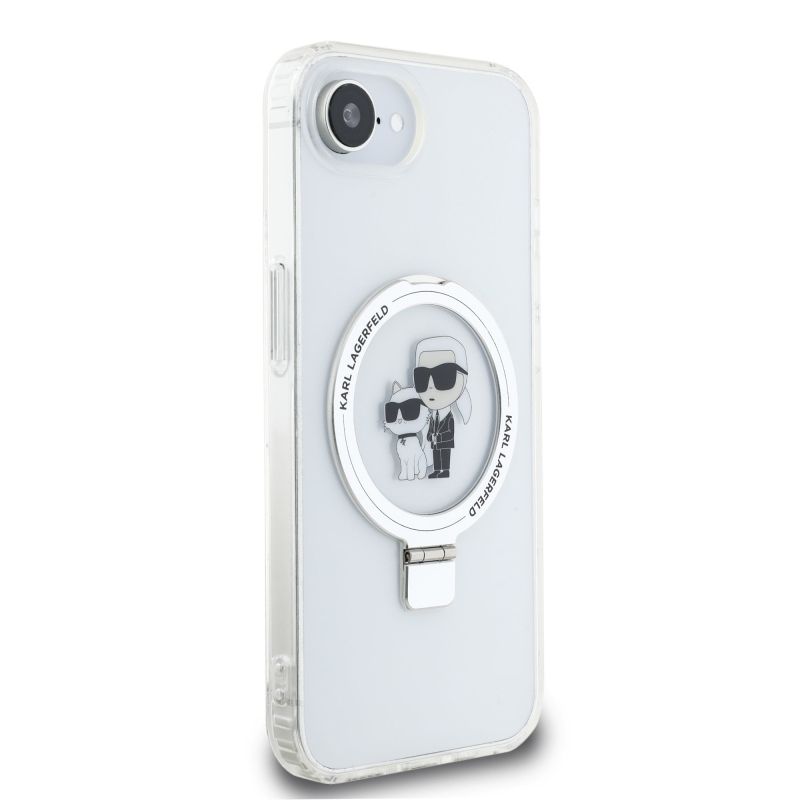 Karl Lagerfeld Ringstand Karl and Choupette MagSafe Zadný Kryt pre iPhone 16e White