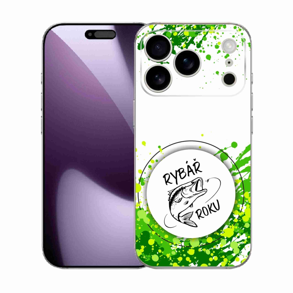 Gélový kryt mmCase na iPhone 17 Pro - rybár roka biele pozadie