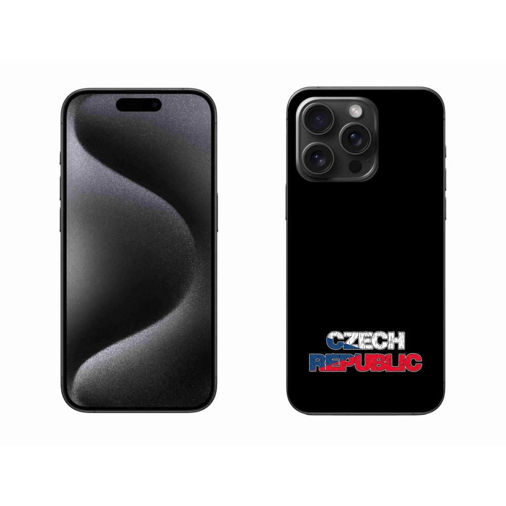 Gélový kryt mmCase na iPhone 15 Pro Max - Czech Republic čierne pozadie