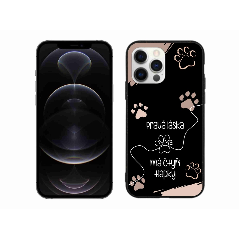 Gélový kryt mmCase na iPhone 12 Pro Max - psí motív 1 čierne pozadie