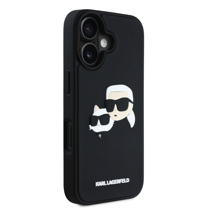 Karl Lagerfeld 3D Rubber Double Heads Zadný Kryt pre iPhone 16 Black