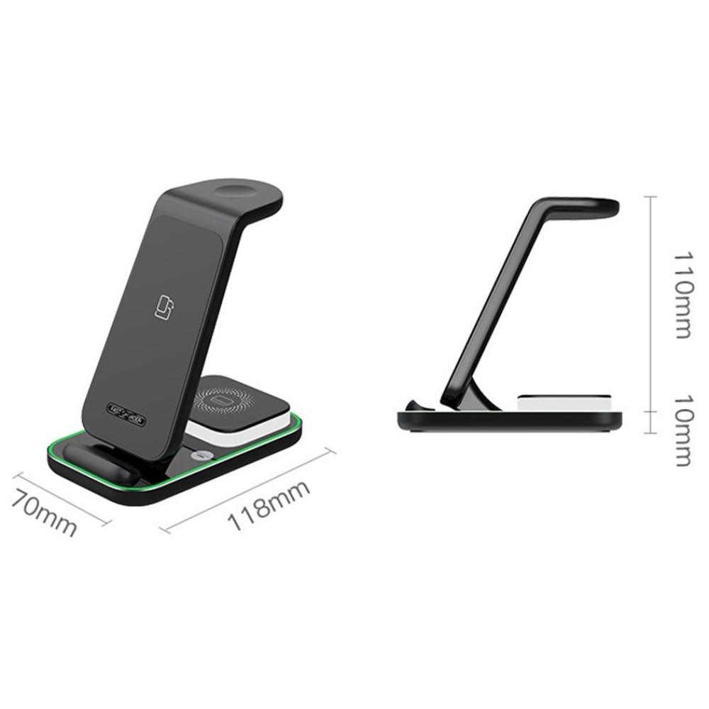 YF-A6 bezdrôtová nabíjacia stanica 3v1 15W s nočným svetlom - biela