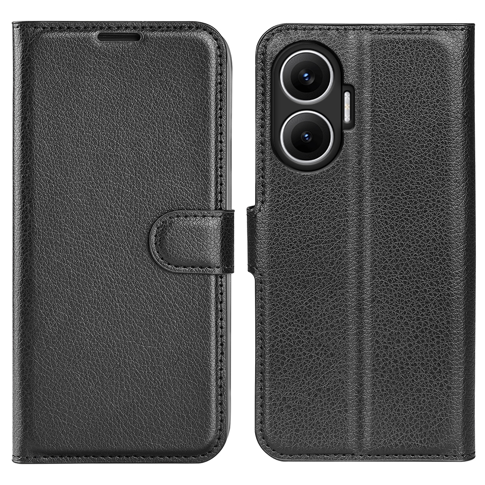Litchi knižkové púzdro na Xiaomi Poco F7 5G - čierne