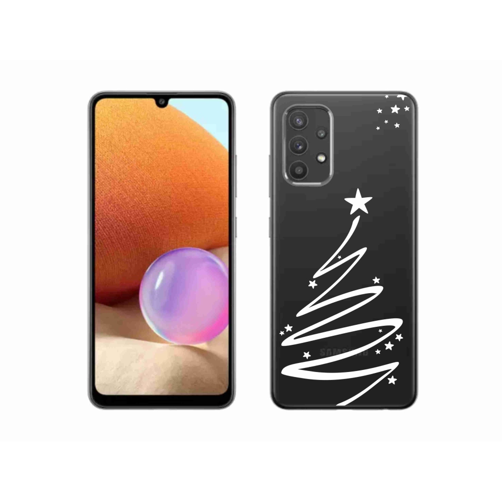 Gélový kryt mmCase na Samsung Galaxy A32 4G - biely stromček na priehľadnom pozadí