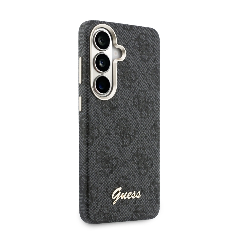 Guess PU 4G Script Metal Logo Magnetic Back Cover pre Samsung Galaxy S26 Black