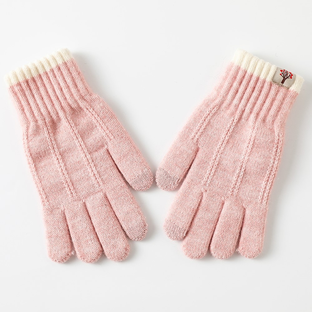 Decor dámske dotykové zimné rukavice - ružové