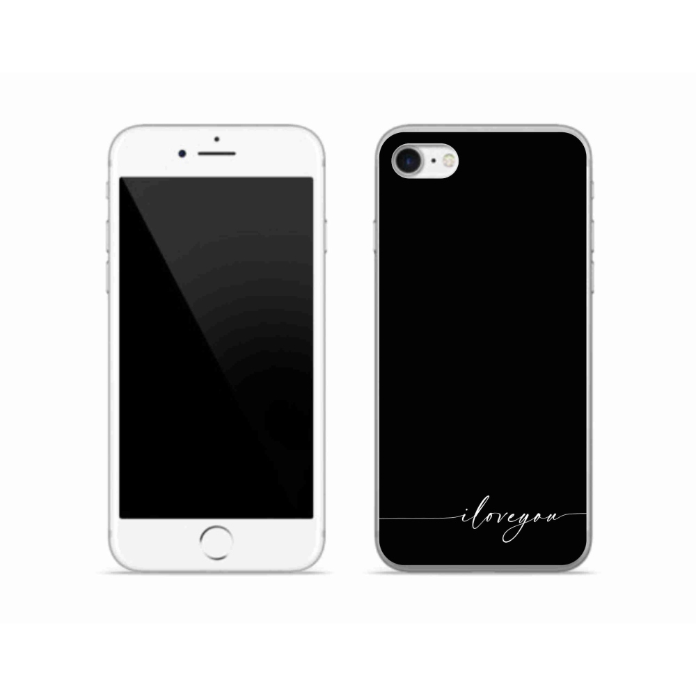 Gélový kryt mmCase na iPhone SE (2022) - I love you čierne pozadie