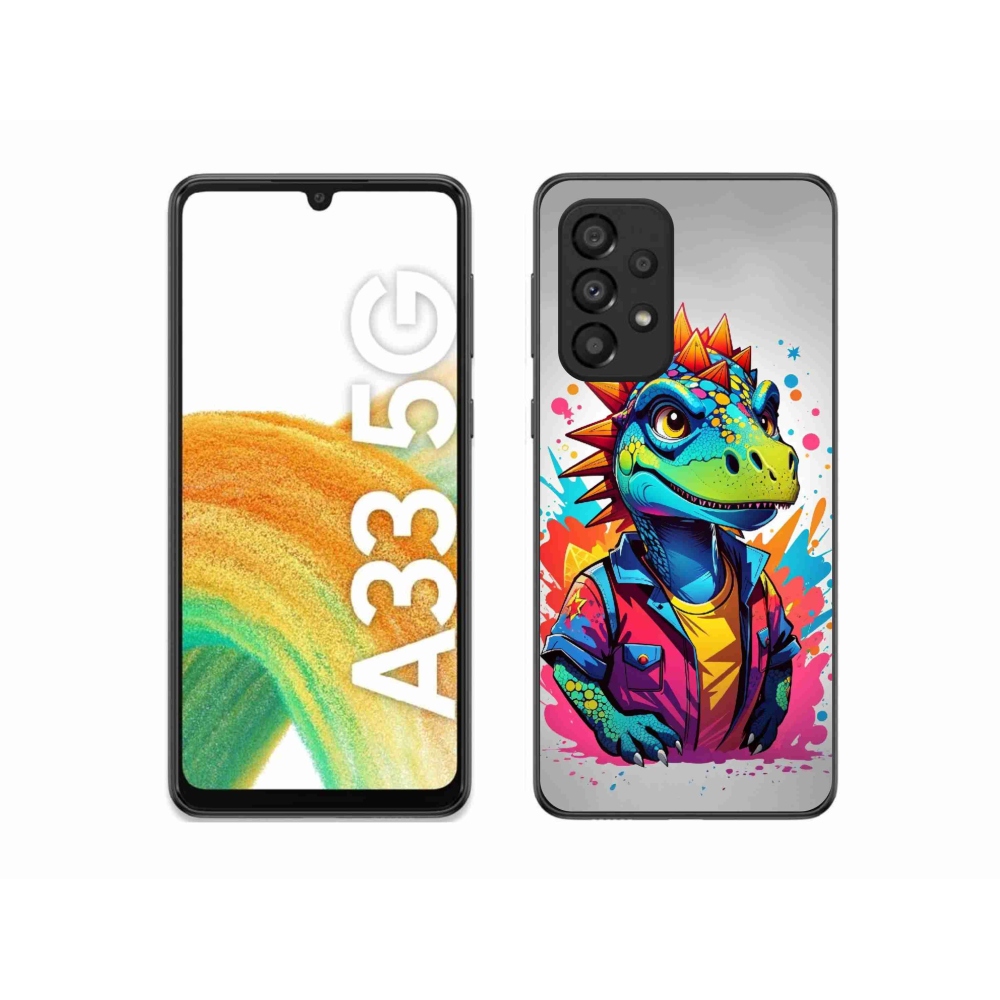 Gélový kryt mmCase na Samsung Galaxy A33 5G - farebný dinosaurus
