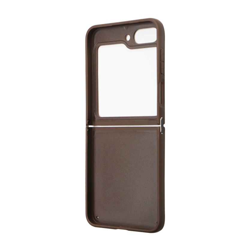 Guess 4G PU Leather Triangle Zadný Kryt pre Samsung Galaxy Z Flip 5 Brown