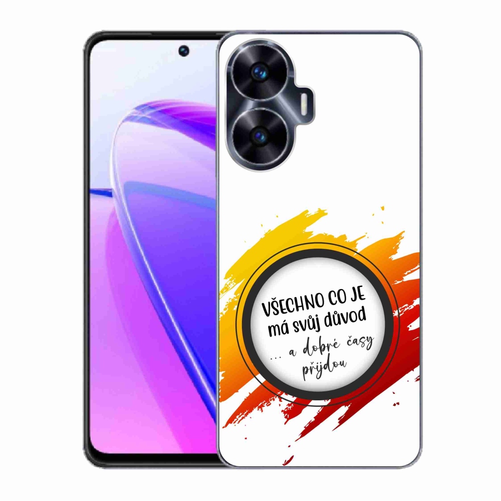 Gélový kryt mmCase na Realme C55 - citát 3 biele pozadie
