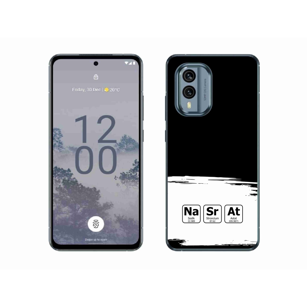 Gélový kryt mmCase na Nokia X30 5G - chemické prvky bieločierne pozadie