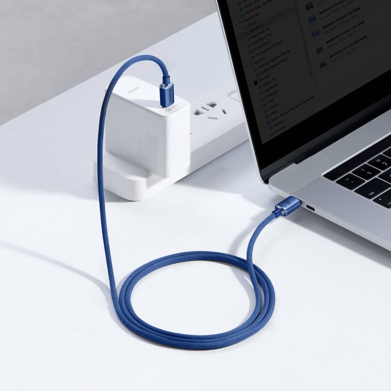 Baseus CAJY000603 Crystal Shine Series Dátový Kábel USB-C - USB-C 100W 1,2m Blue