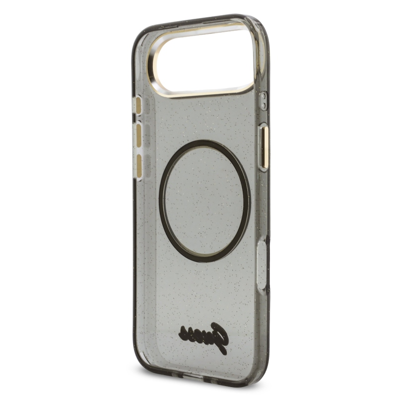 Guess IML Glitter Script Strap Zadný kryt MagSafe pre iPhone Air Black