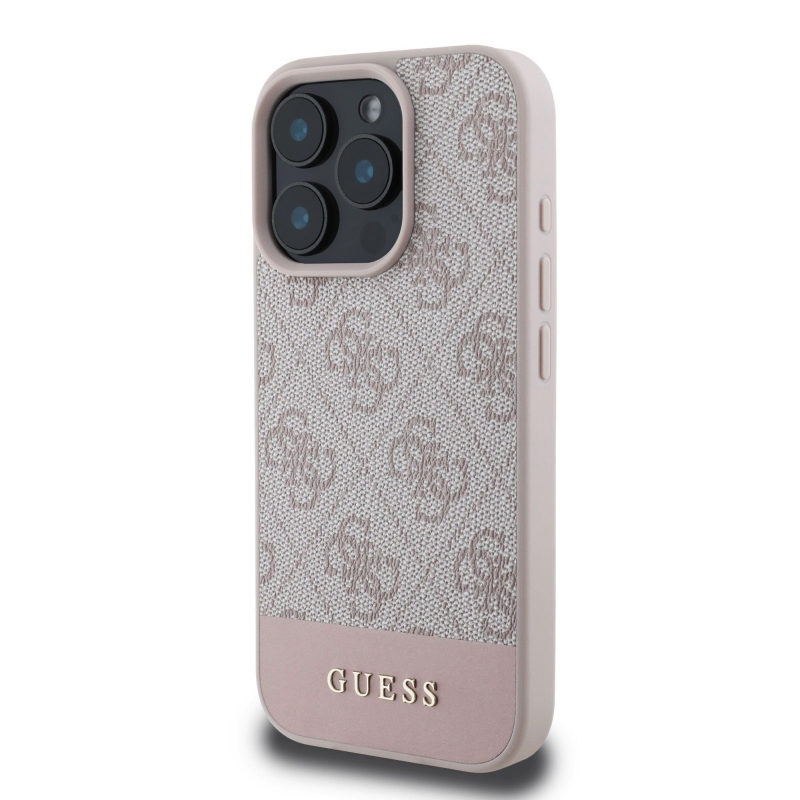 Guess PU 4G Stripe Zadný Kryt pre iPhone 16 Pro Max Pink