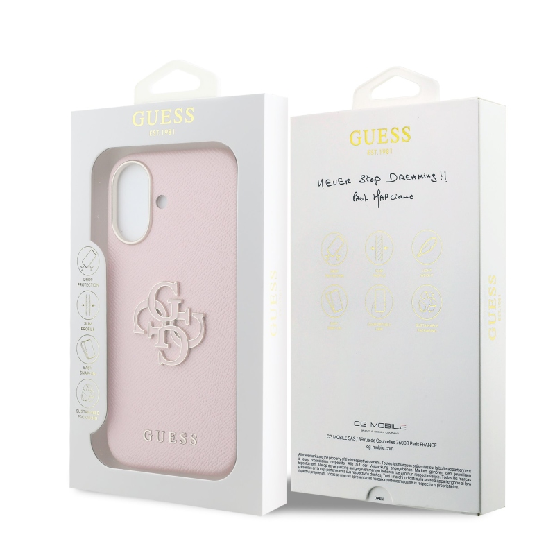 Zadný kryt s logom Guess PU Resin pre iPhone 17 Pink